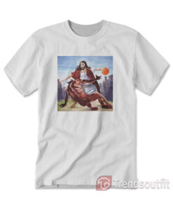 Jesus Crossing Up Satan Basketball T-Shirt