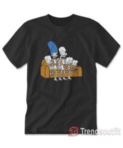 The Simpsons Halloween Skeleton Family on Couch T-Shirt